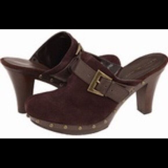 Bandolino Divara Clog Heels Brown Suede 8 - Picture 6 of 6